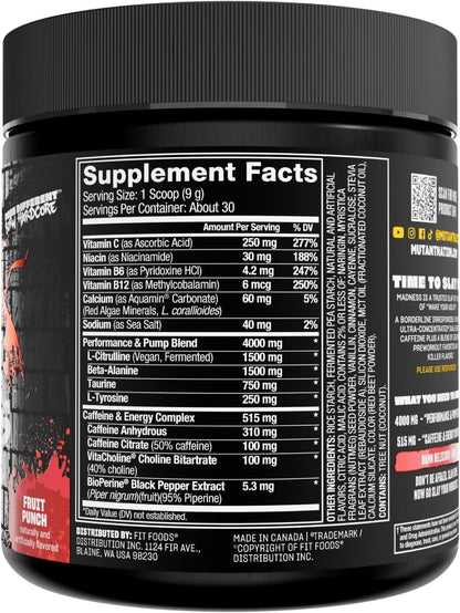 Mutant Madness, Ultra Concentrated Pre Workout