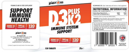 Per4m Vitamin D3 Plus K2, 120 Tablets