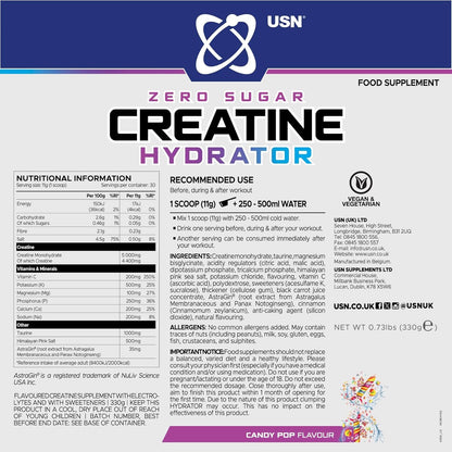 USN Creatine Hydrator, 330g Zero Sugar