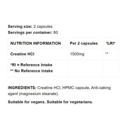 Strom Sports Creatine HCl, 80 Servings, 160 Capsules
