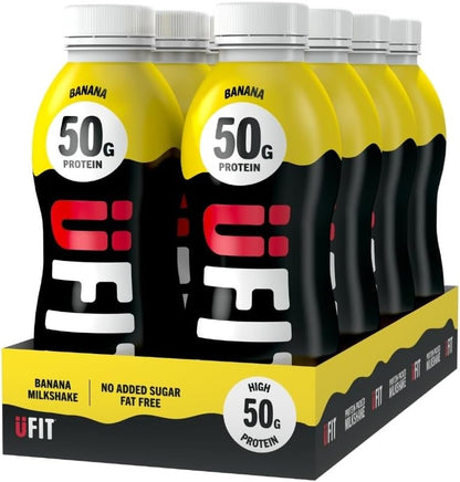 UFIT Protein Shakes, 8 x 500ml, 50g Protein Per Bottle