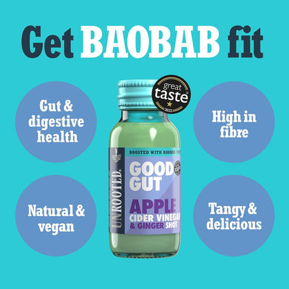 Unrooted Good Gut Shots, 12 x 60ml, Baobab