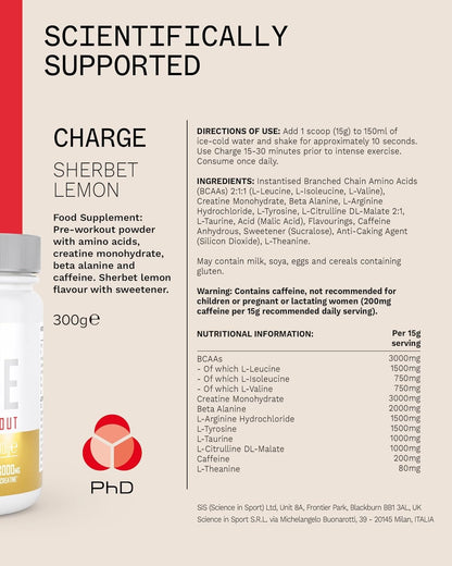 PHD Charge Pre Workout, 300g